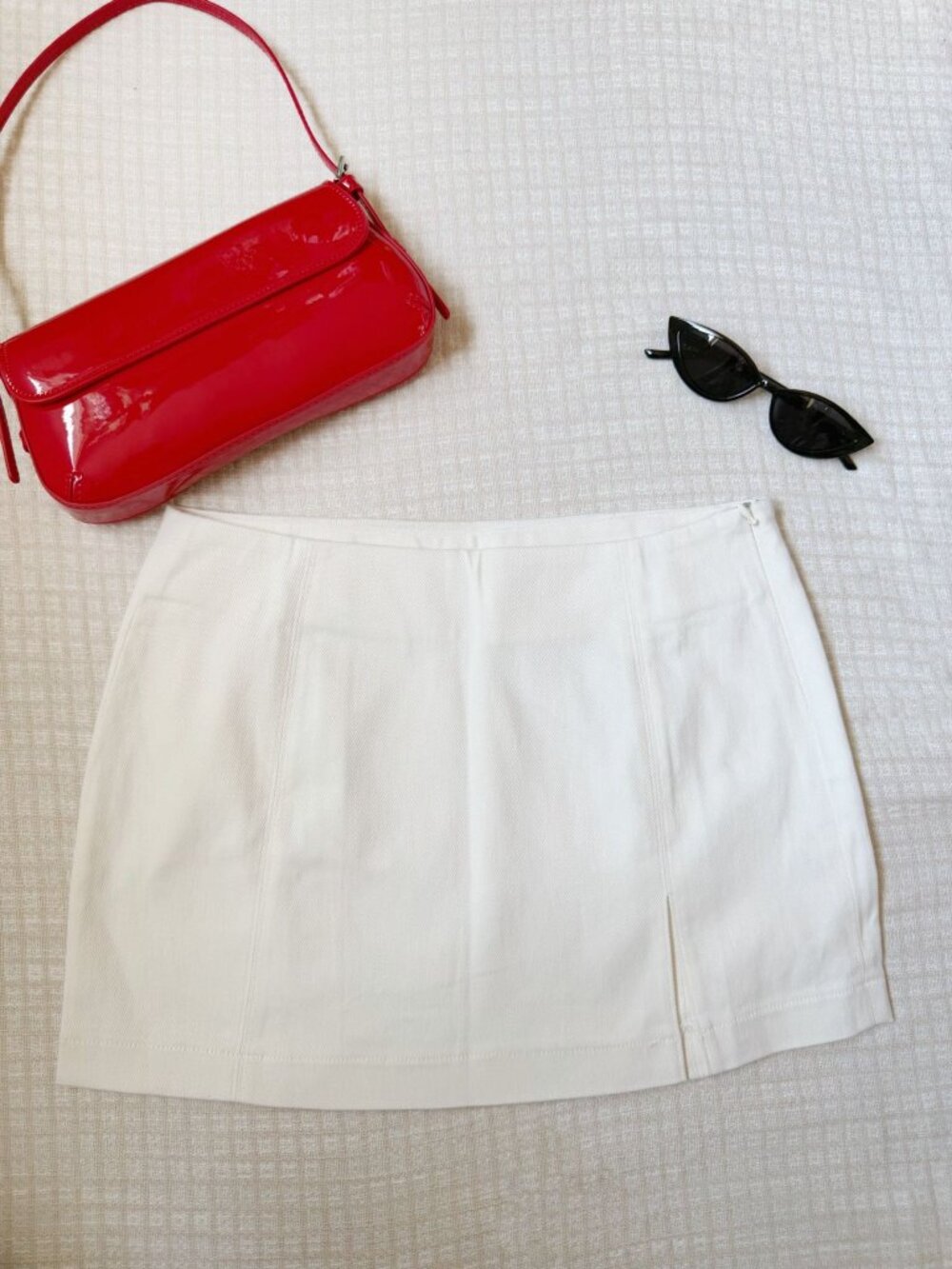 American Threads Ivory White Denim Mini Skirt Small NWT